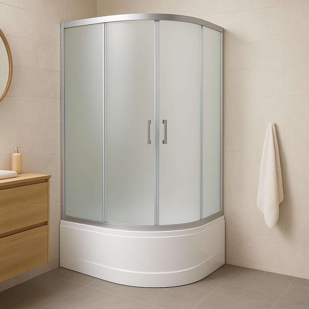 Душова кабіна KO&PO ліва асиметрична піддон 40 см скло матове 120х80х195 см Сатин (C10205)