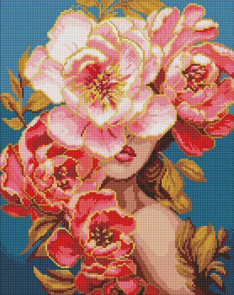 Алмазна мозаїка Ideyka Квітуча грація з голограмними стразами AB 40x50 см (Id-AMO8004)