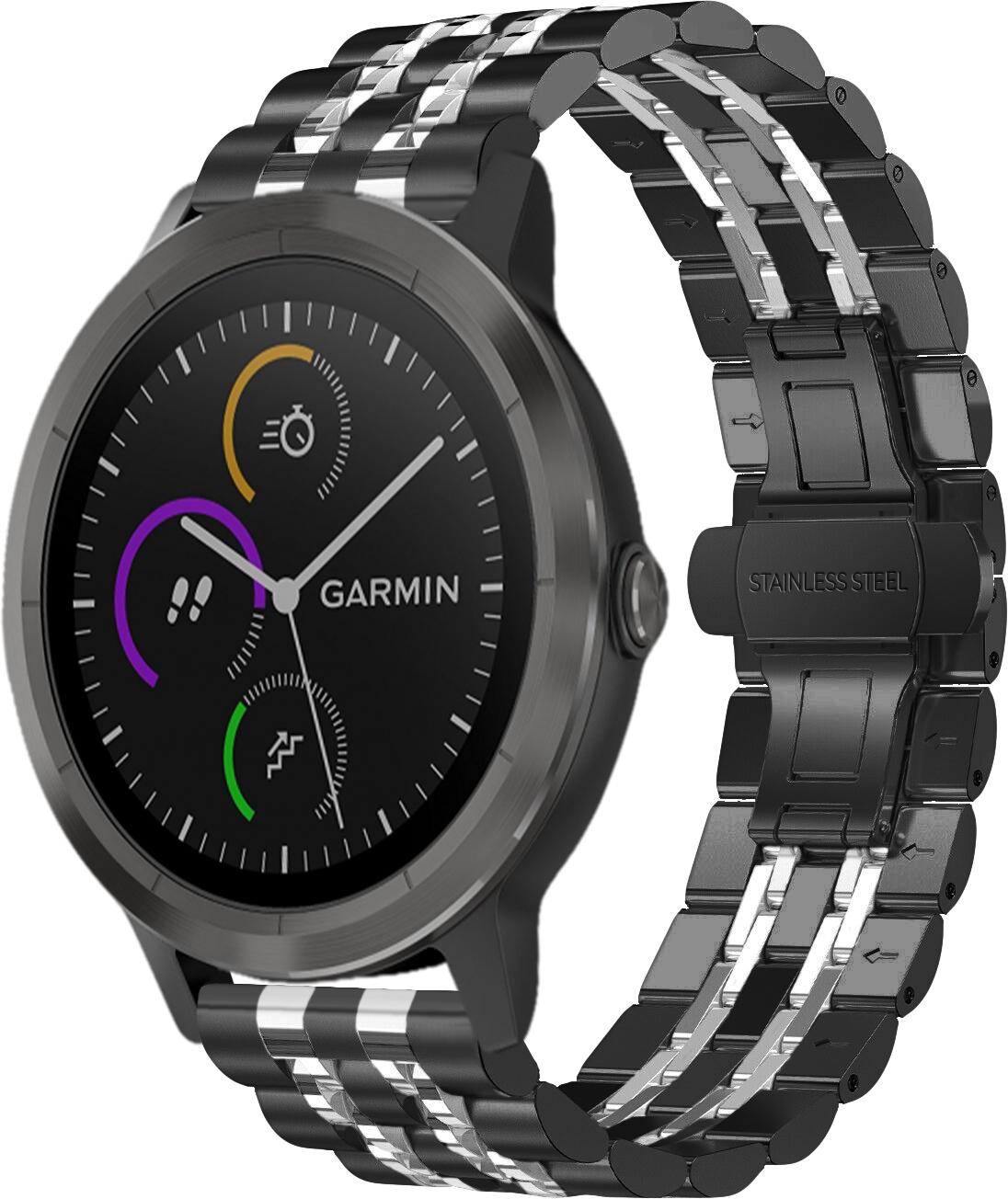 Браслет металлический Spinye Line для Garmin Vivoactive 3 Black Silver (29017-03)