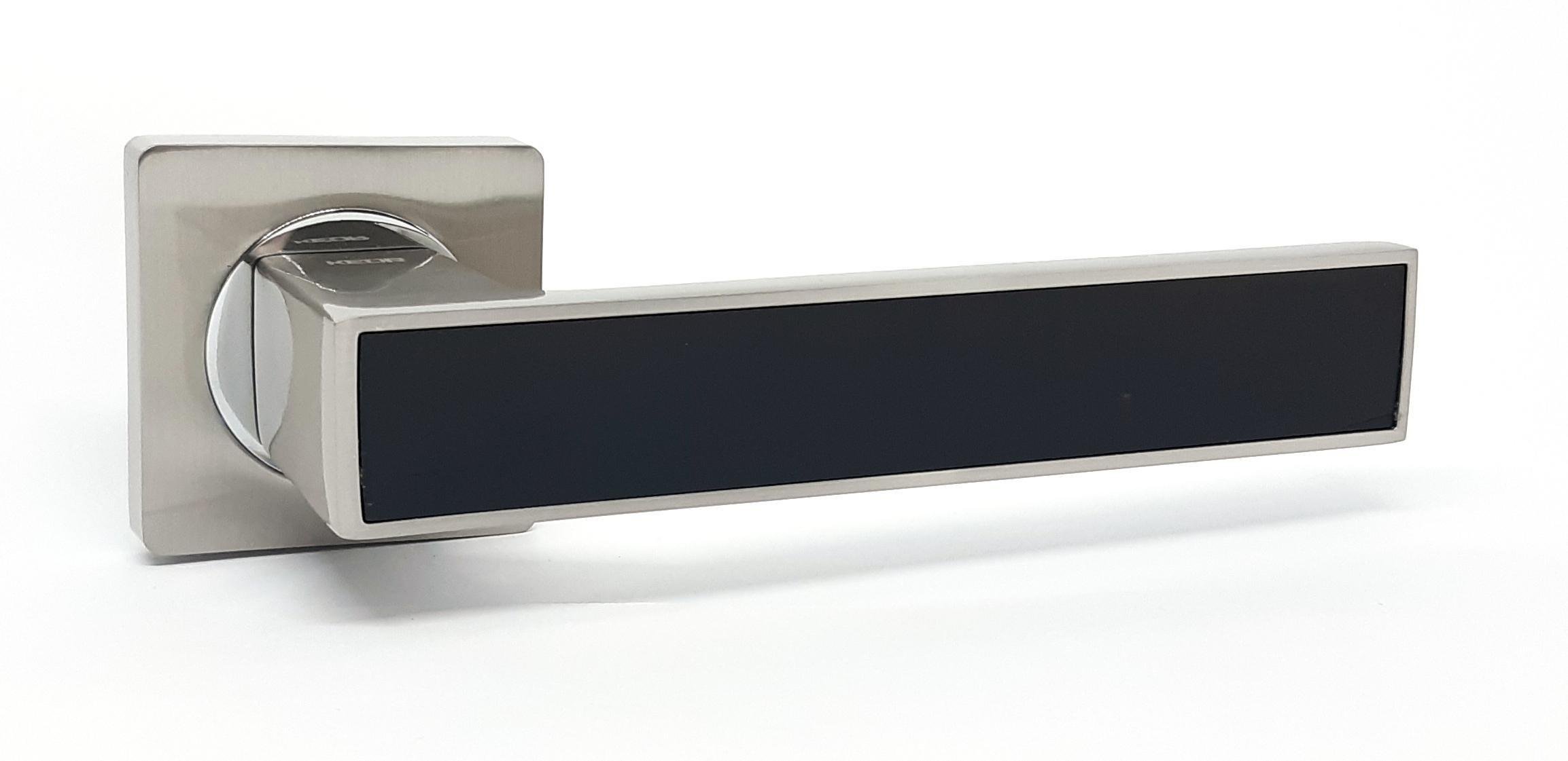 Ручка Kedr на розетке квадрат R8.810-AL SN/CP матовый Никель/Хром полированный с черной вставкой