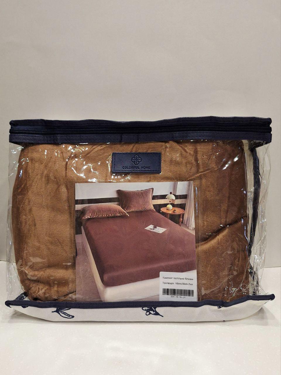 Простыня на резинке Colorful Home велюровая 160x200x25 см Коричневый (1632) - фото 4 Простыня на резинке Colorful Home велюровая 160x200x25 см Коричневый (1632) - фото 4