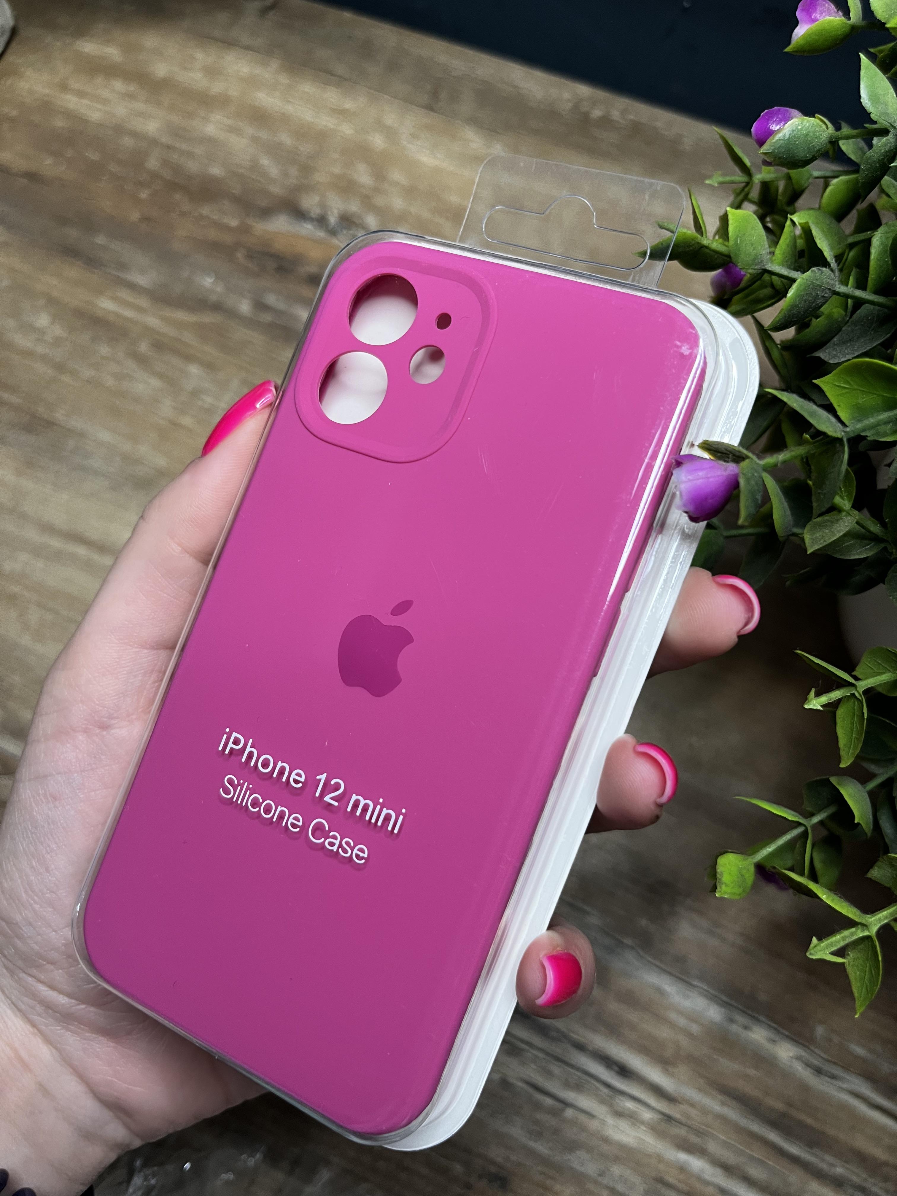 Чехол накладка на iPhone (Айфон) 12 Mini квадратные борта silicone case full camera Apple