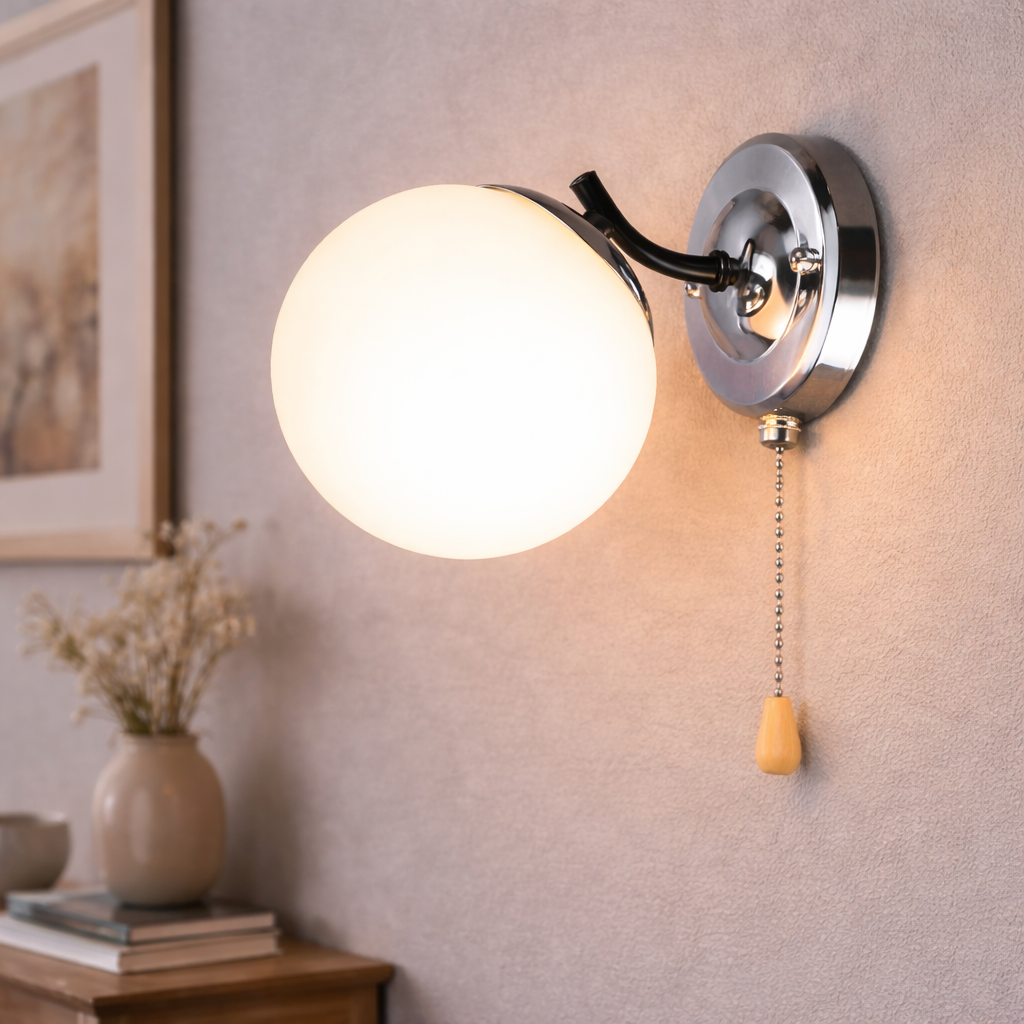 Бра Valeso с плафоном в форме шара под одну лампу Е27 Черный/Хром (K2318/1W)