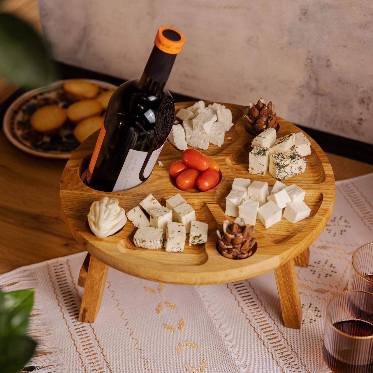 Столик-менежанка винный из дерева круглый на ножках дуб 35 см - фото 9 Столик-менежанка винный из дерева круглый на ножках дуб 35 см - фото 9