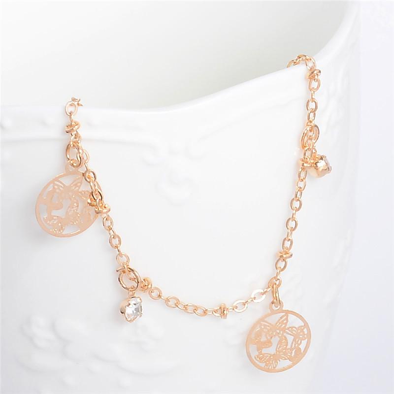 Браслет женский Бабочка с камнями на ногу 24,5 см (BA-103)