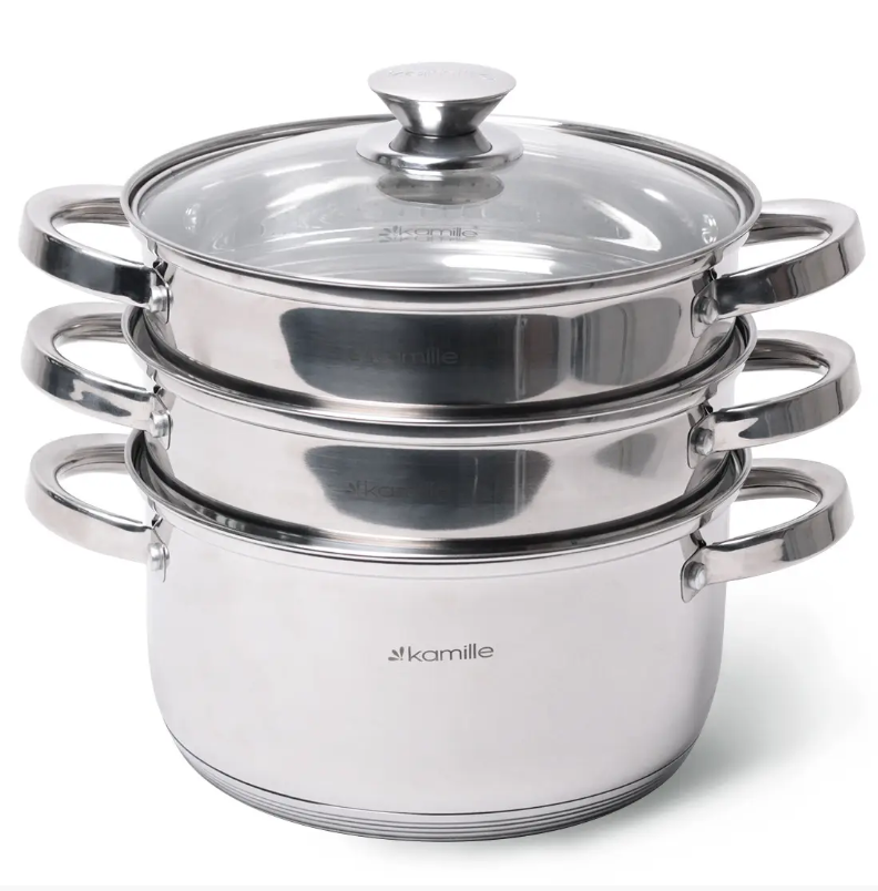 Пароварка Kamille KM-5812 2-х уровневая из нержавеющей стали d 22 см (NA001695)