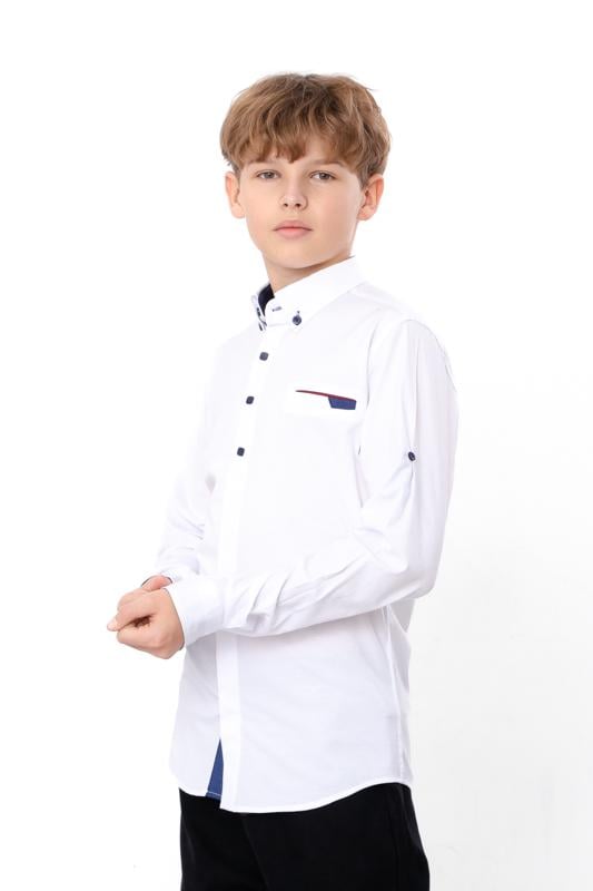 Сорочка класична для хлопчика-підлітка з акцентом Носи Своє р. 16 Білий (15340) - фото 2 Сорочка класична для хлопчика-підлітка з акцентом Носи Своє р. 16 Білий (15340) - фото 2