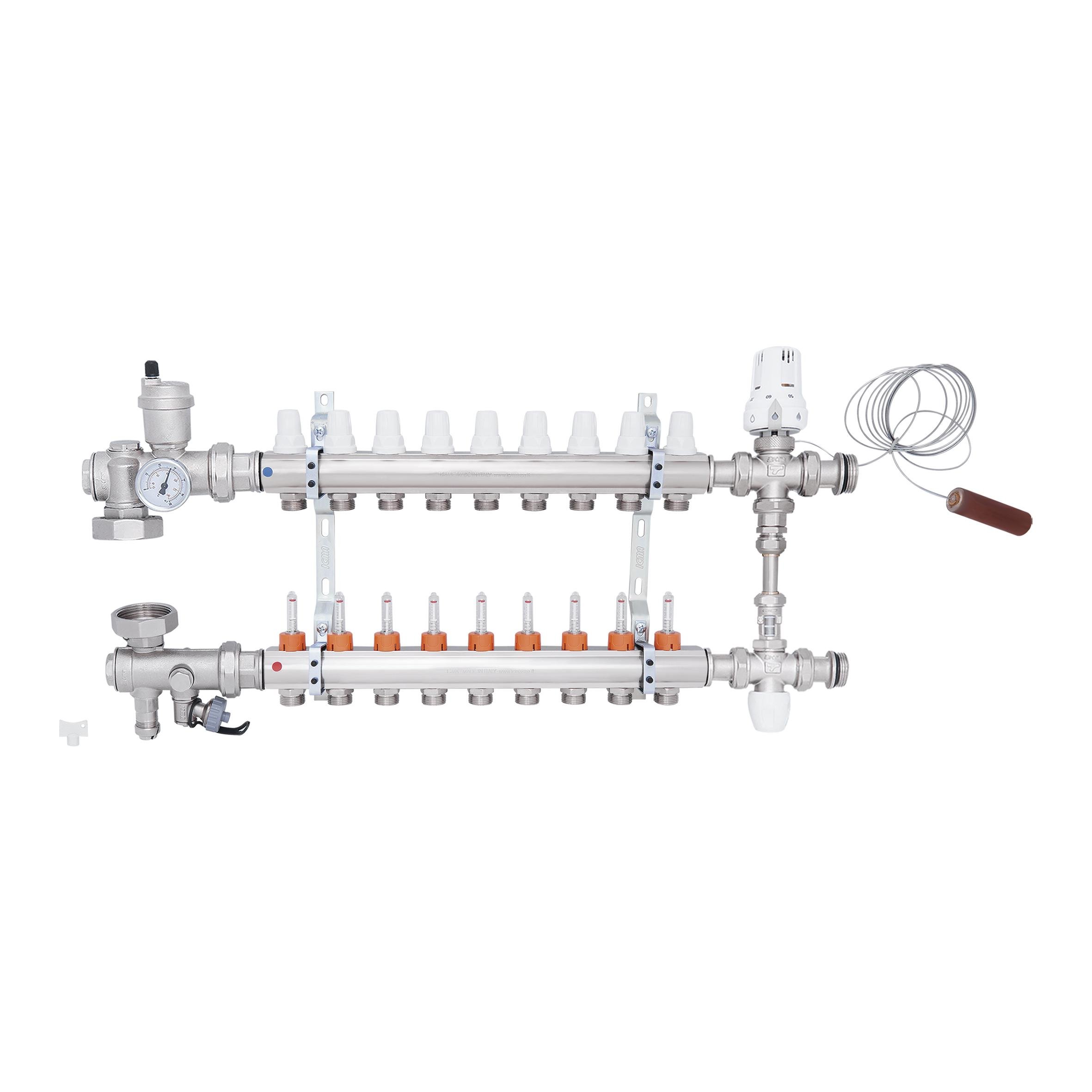 Колектор для теплої підлоги ICMA A1K013APS06 9 контурів з витратомірами 1"/3/4" (78695) - фото 3