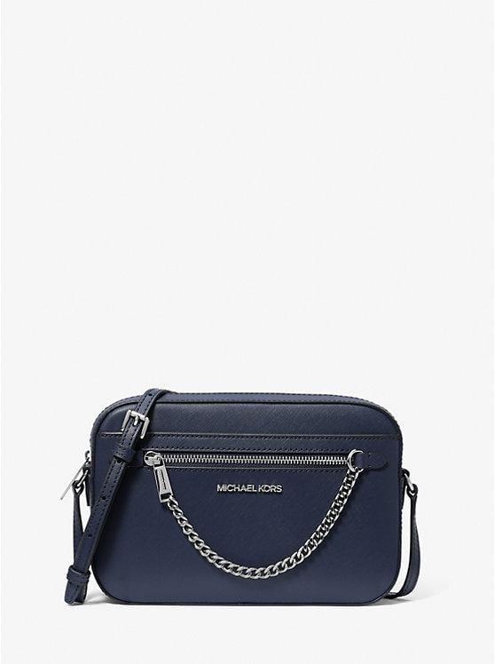 Женская сумка кросс-боди Michael Kors Jet Set Saffiano Leather Large Logo Синий (194900699638)