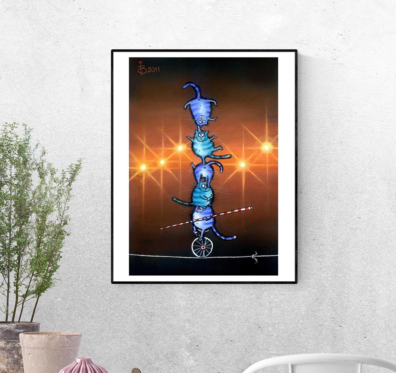 Постер Коты на колесе по канату формат А-3