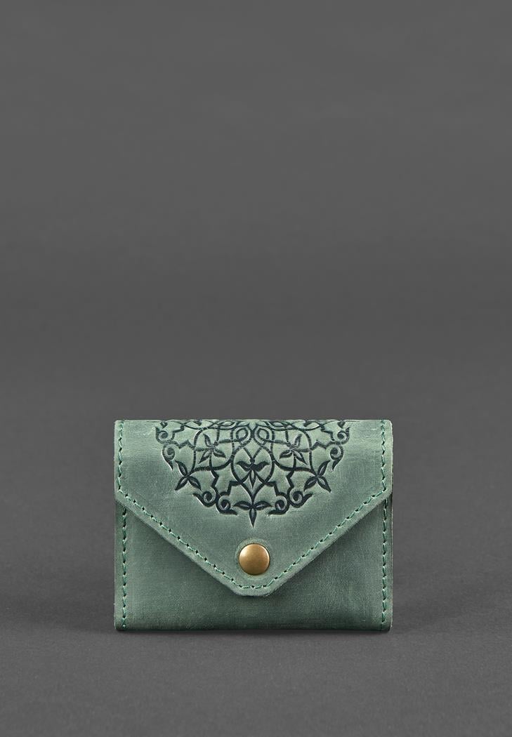 Кард-кейс кожаный 3.0 с мандалой Зеленый (A-026171)