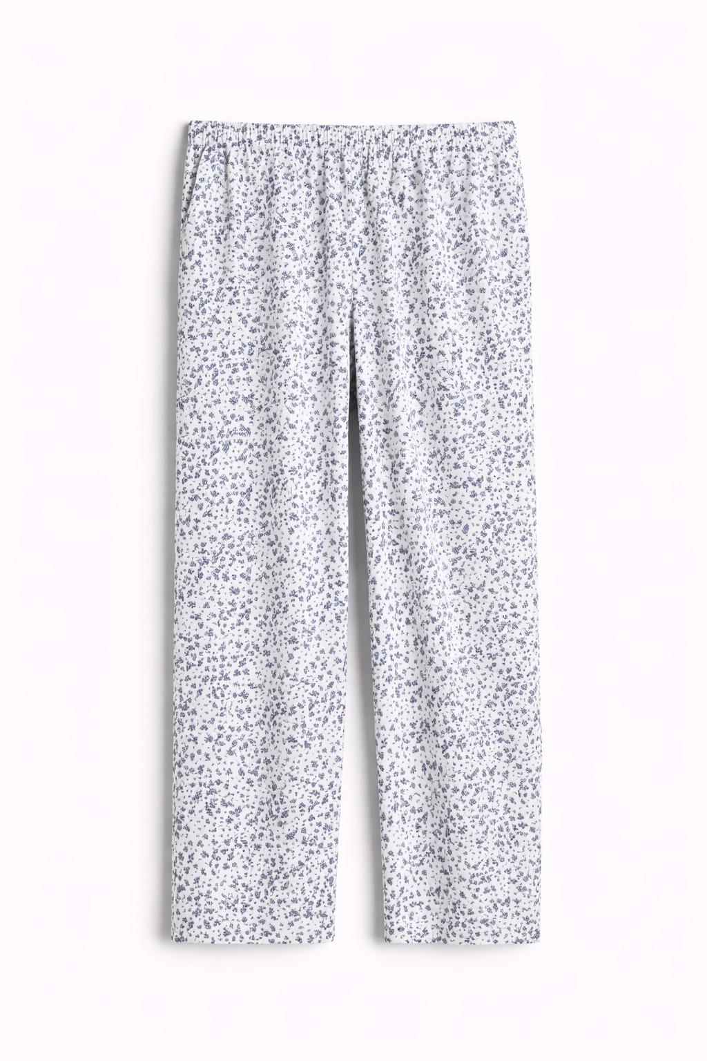 Брюки H&M Цветы 140 см Белый/Черный (1281803)