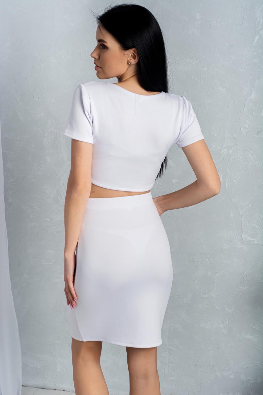 Юбка короткая женская из трикотажа однотонная р. 40 Белый (2203098553) - фото 4 Юбка короткая женская из трикотажа однотонная р. 40 Белый (2203098553) - фото 4