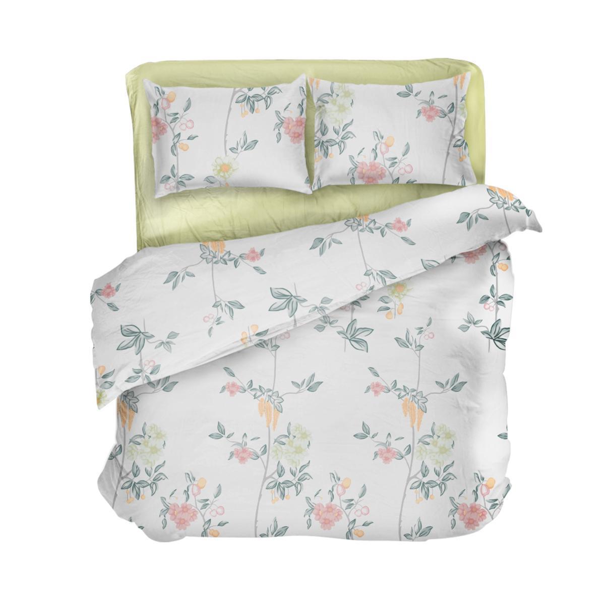 Постільна білизна Lelit поплін полуторний Зелений з білим (L-2043)