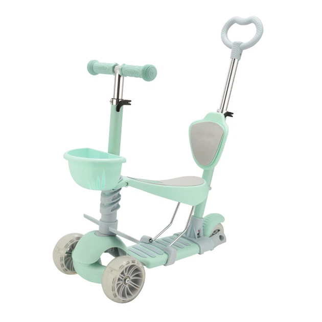 Самокат детский трехколесный Scooter 6в1 Pastel 2021 с бортиком Зеленый (18-3green)