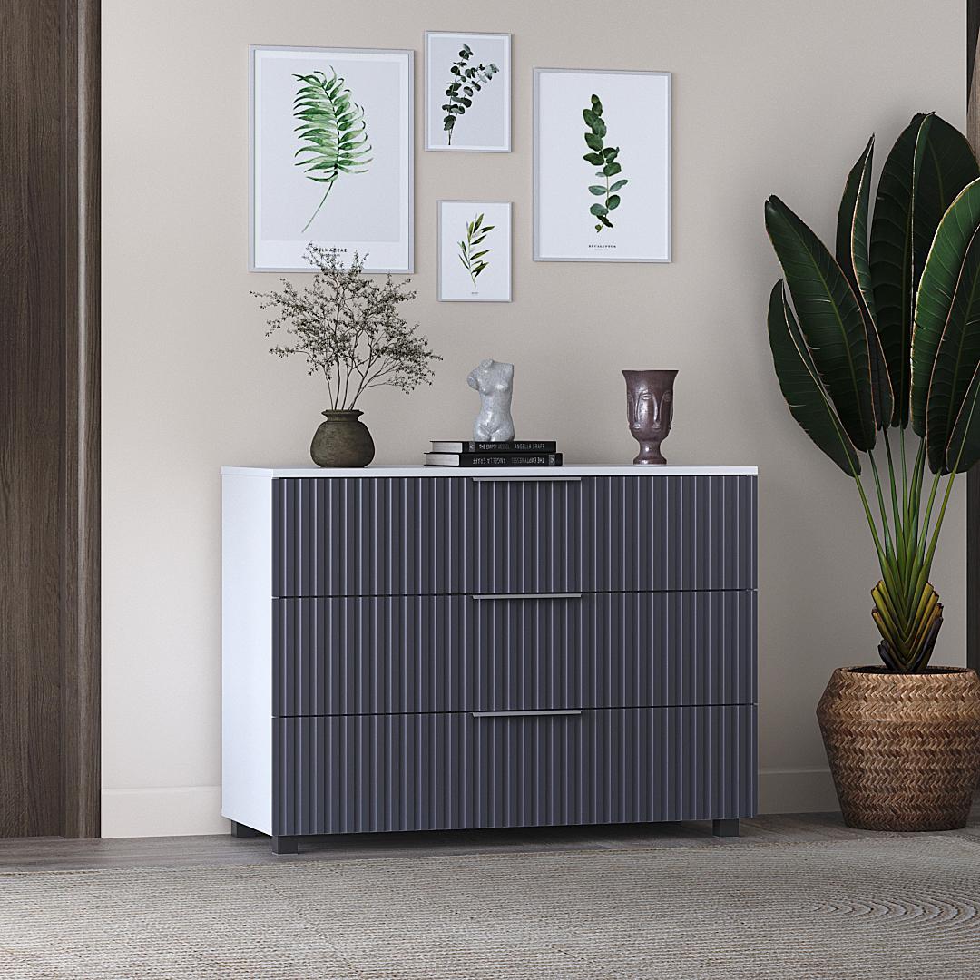 Комод DiPortes Саванна К-30 МДФ 100х76х40 см Белый/Графитовый матовый (00607) - фото 3 Комод DiPortes Саванна К-30 МДФ 100х76х40 см Белый/Графитовый матовый (00607) - фото 3