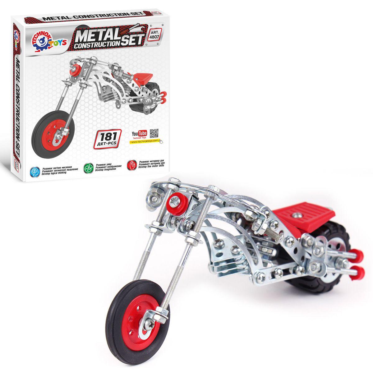 Конструктор металлический ТехноК Мотоцикл 181 деталь (44394)