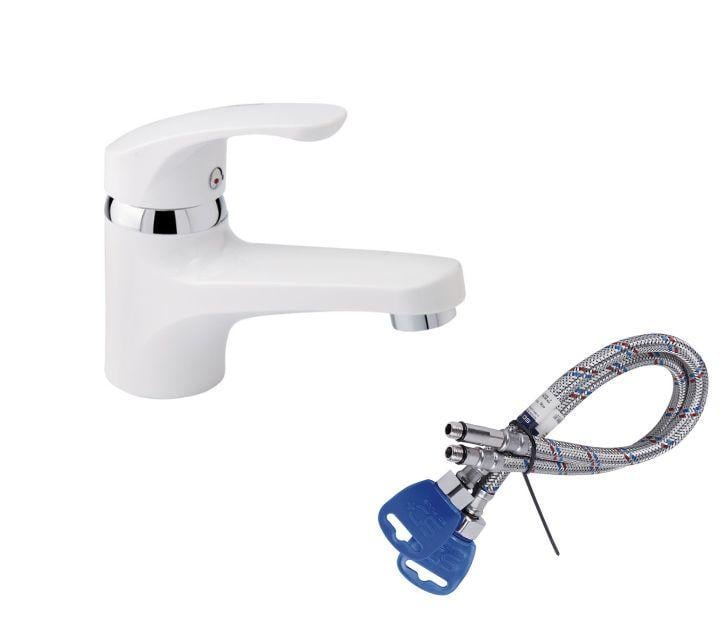 Смеситель для умывальника Brinex 361W001 пластиковый с гибкой подводкой (36W001/SW40)