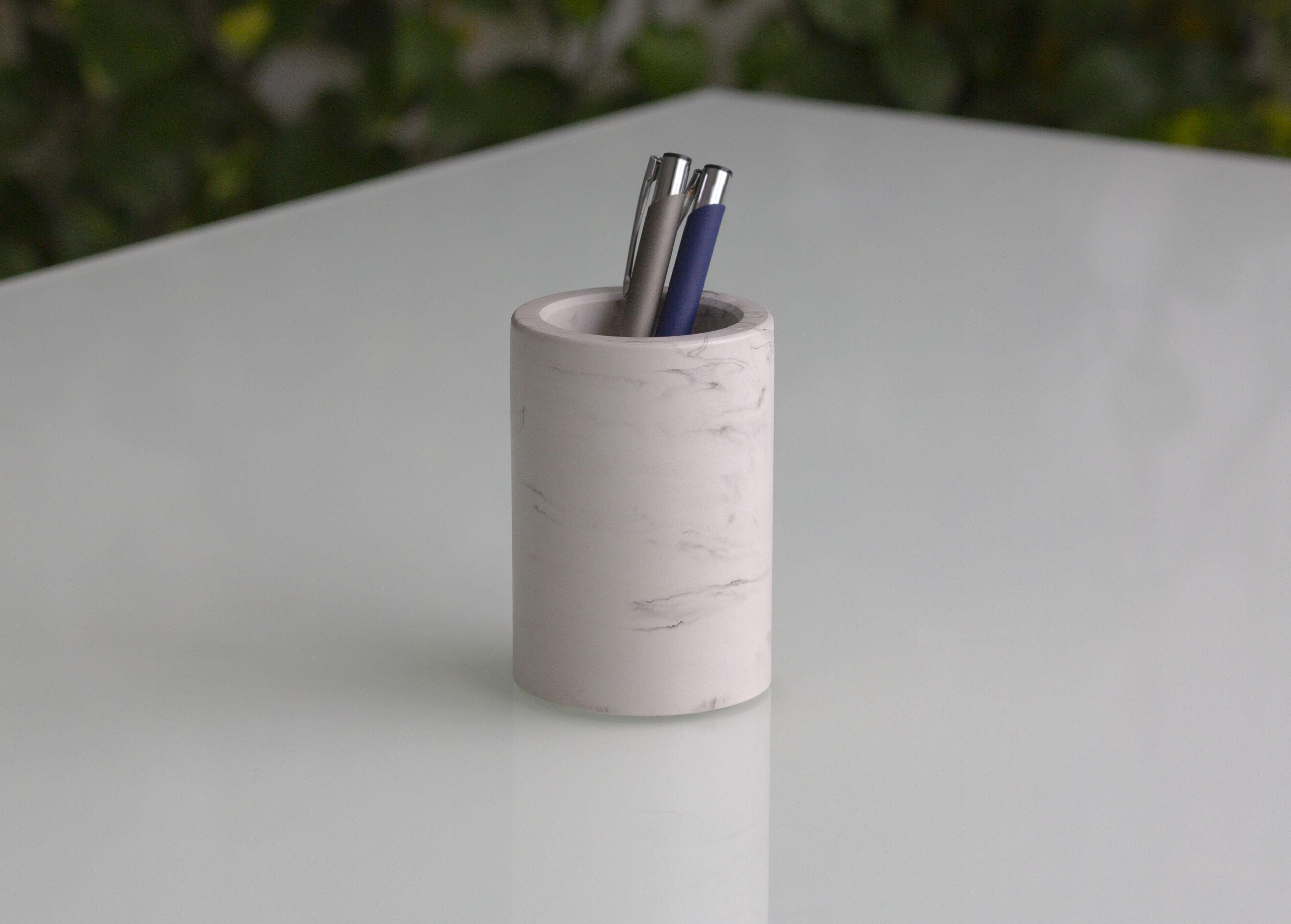 Подставка-органайзер/стакан для канцелярии CUTE Marble Еlongated Gray
