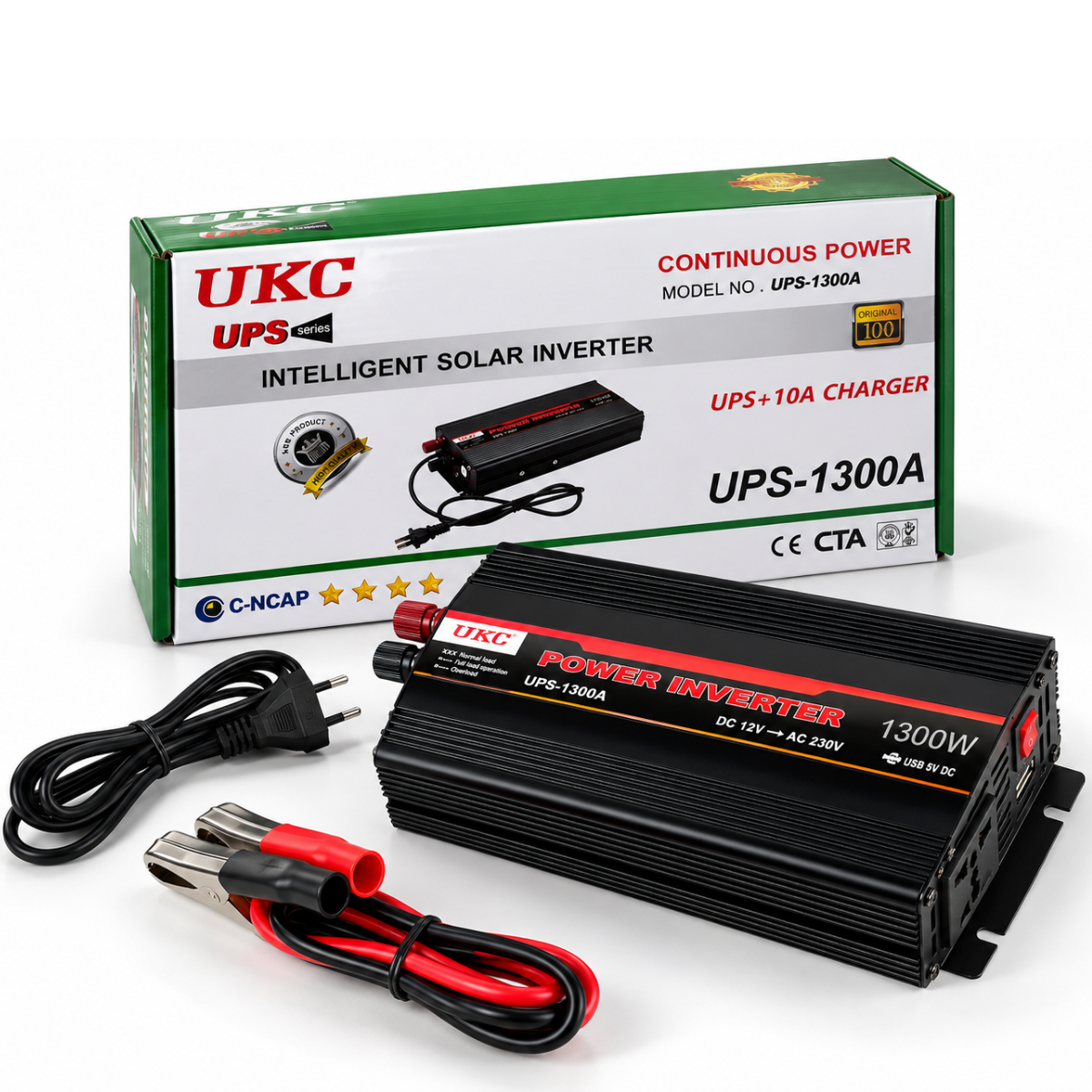 Перетворювач напруги-інвертор UKC автомобільний 1300 W Чорний (ASA-13-Black)