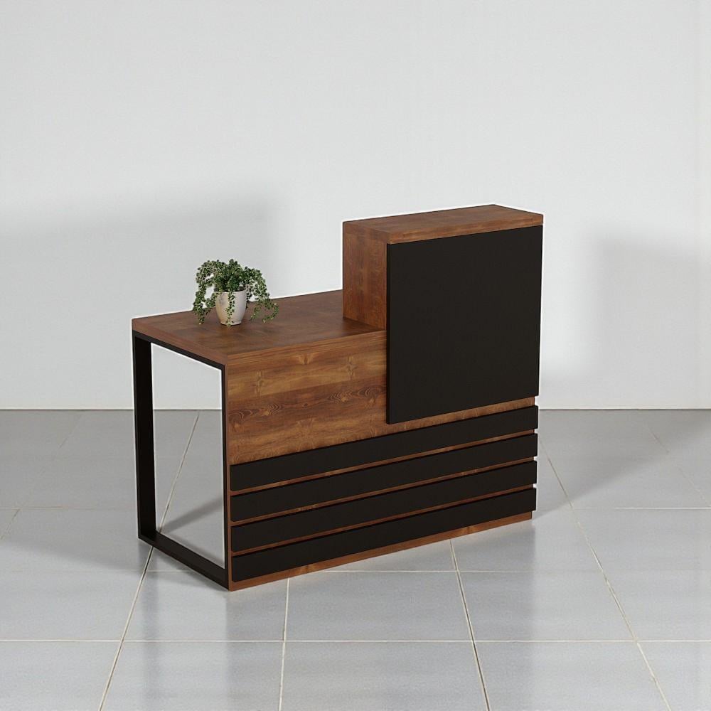 Стойка администратора Tobi Sho Ресепшн/5 левосторонняя для офиса 1400х636х1090 мм Файервуд/Черный