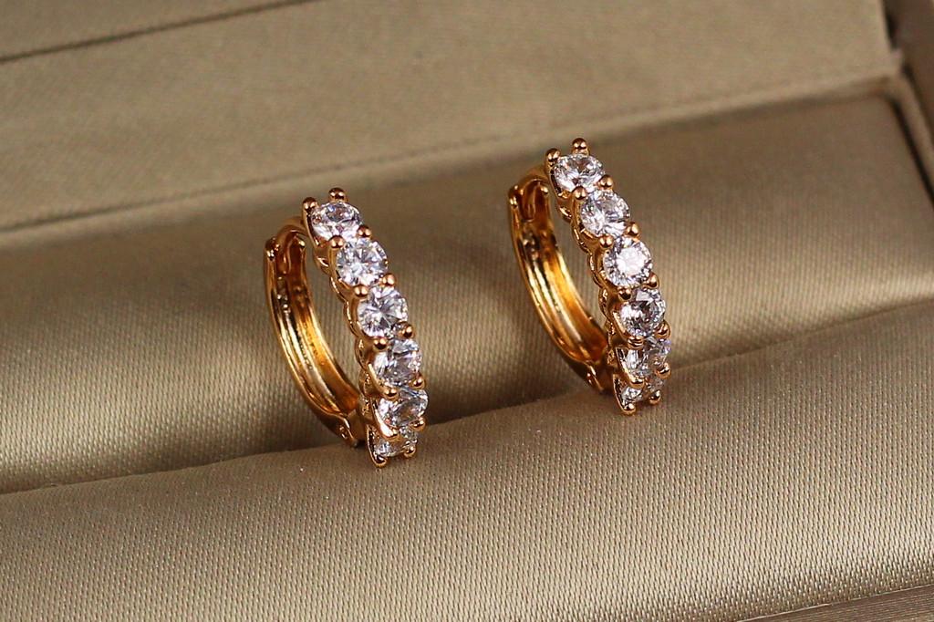 Серьги Xuping Jewelry Колечки 1,5 см с камнями 3 мм Золотистый (2278047280)