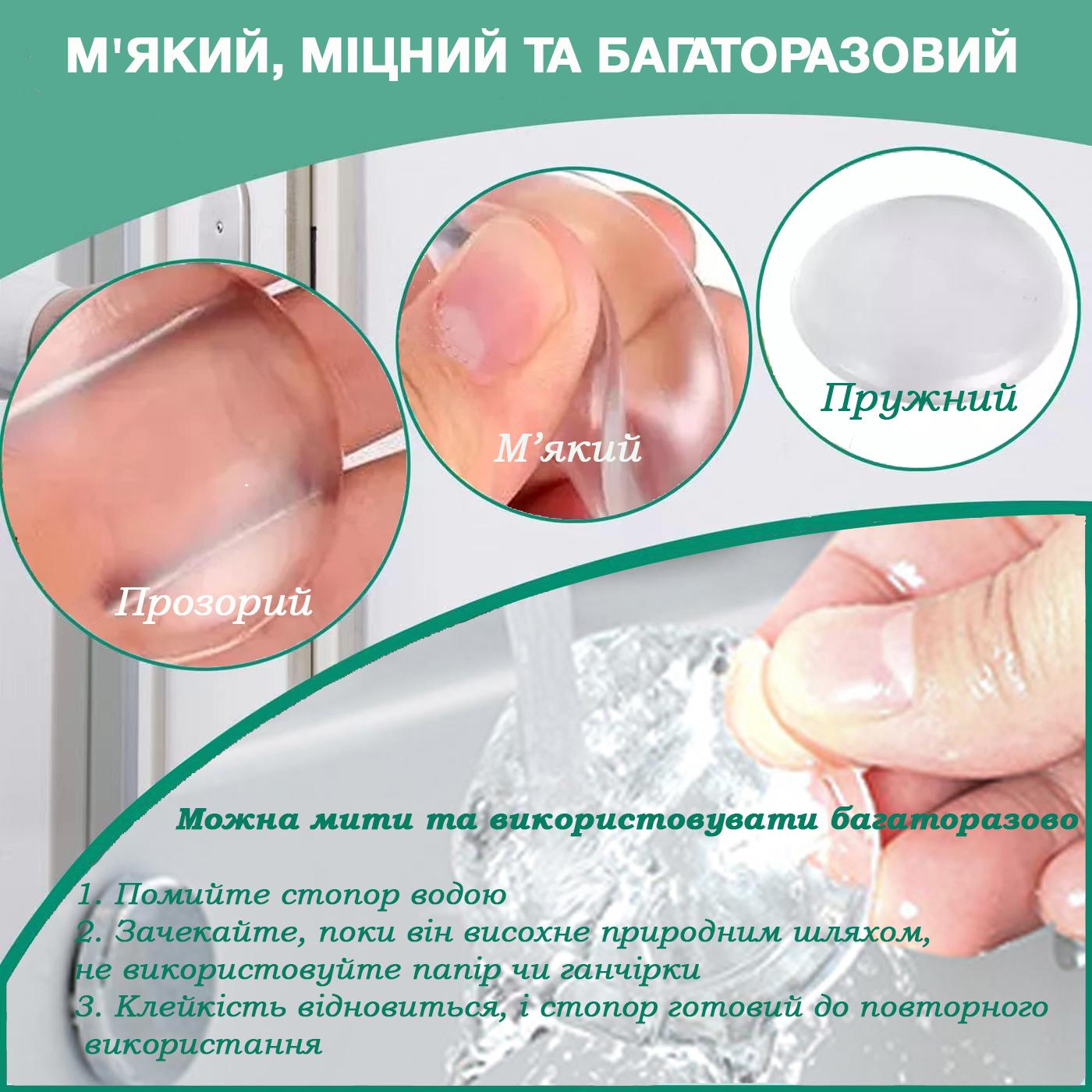 Стопор дверной силиконовый настенный 2 шт. Прозрачный (79_1_0_1С) - фото 6