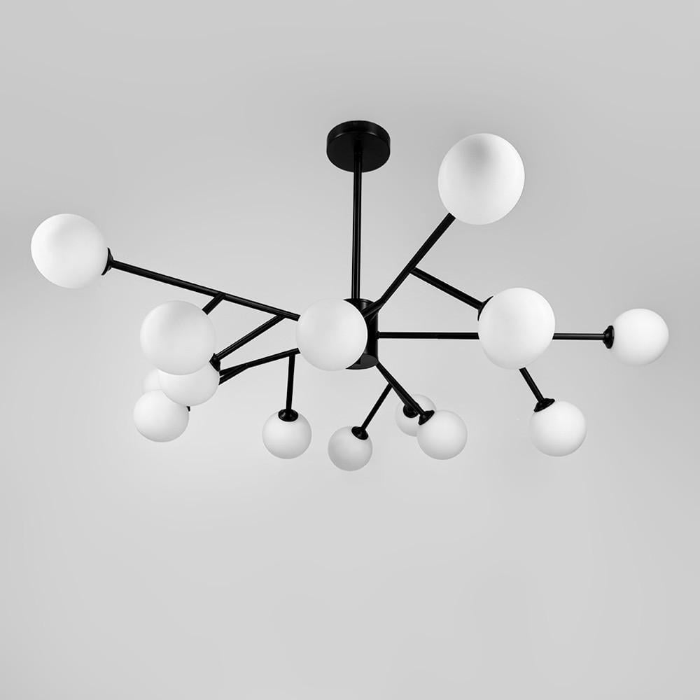 Люстра потолочная на 15 белых плафонов Ø 100 см Черный (AOC 19/15 BK G9) - фото 1 Люстра потолочная на 15 белых плафонов Ø 100 см Черный (AOC 19/15 BK G9) - фото 1