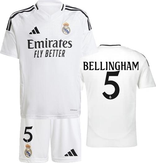 Футбольная форма детская Реал Мадрид Belingham 5 2024-2025 домашняя 145-155 см Бело-черный (F0032)