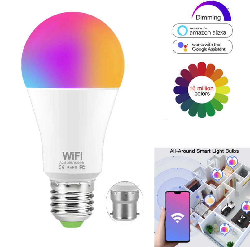 Розумна лампочка Tuya LED WiFi А60 E27 15 W 2700K-6500K Color/White (80386415) - фото 2