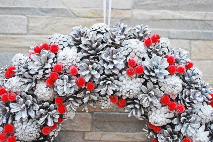 Венок новогодний 40 см Красный/Белый (4782368) - фото 2 Венок новогодний 40 см Красный/Белый (4782368) - фото 2