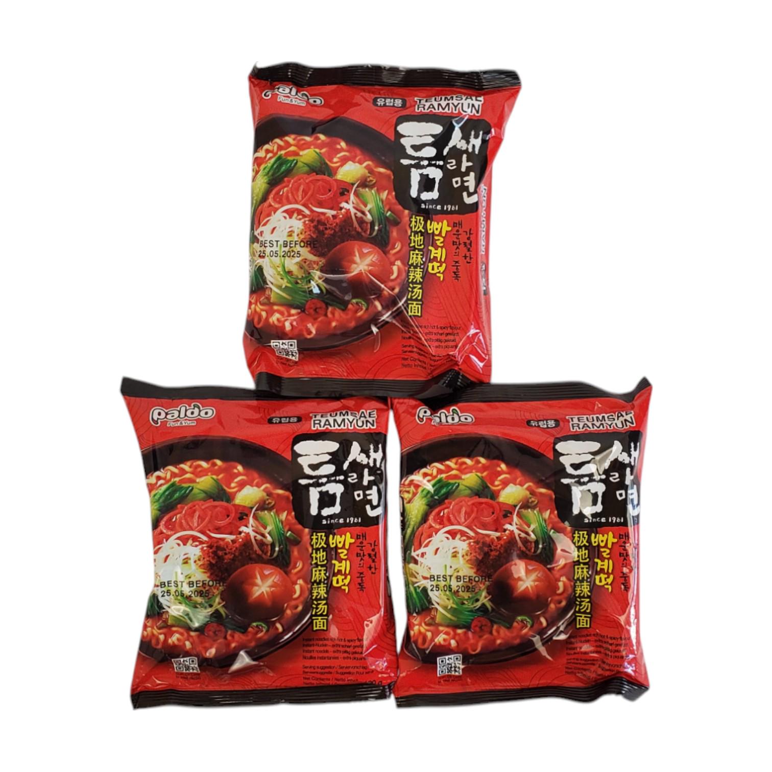 Набор лапша быстрого приготовления Paldo Teumsae Ramyun со вкусом тушеного мяса 120 г 3 шт. (SET3188414)