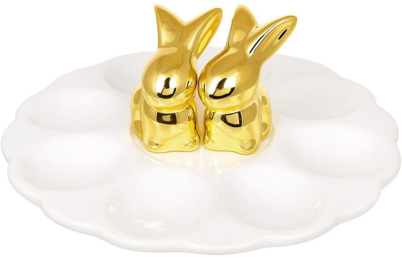 Подставка на 8 яиц Кролики 20 см Белый