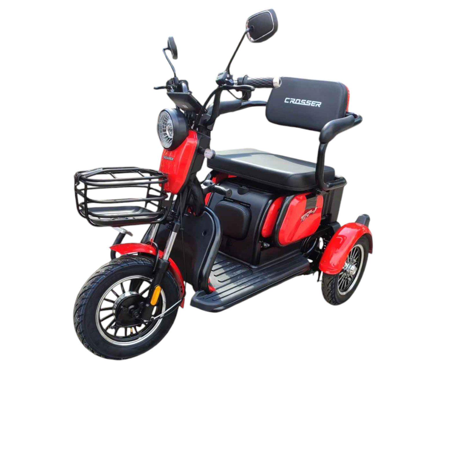 Электроскутер трехколесный Crosser TR1 PRO 1200W/72V/24Ah Красный