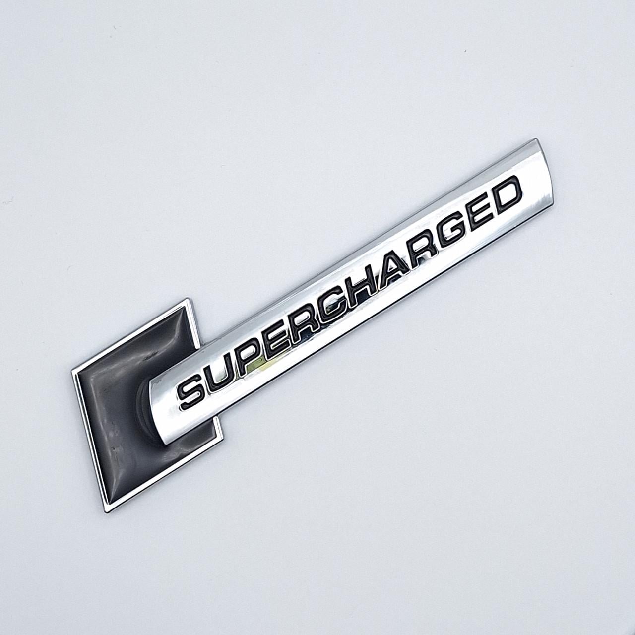 Емблема SUPERCHARGED Audi 10,6х2,7 см Хром/Чорний (1809597532)