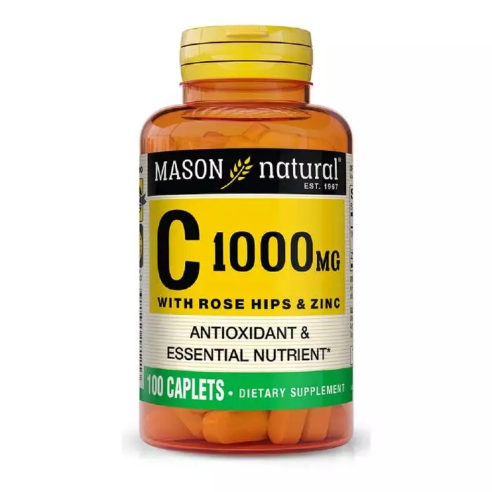 Витамины Mason Natural Vitamin C с шиповником и цинком 100 каплет 1000 мг (MAV18121)