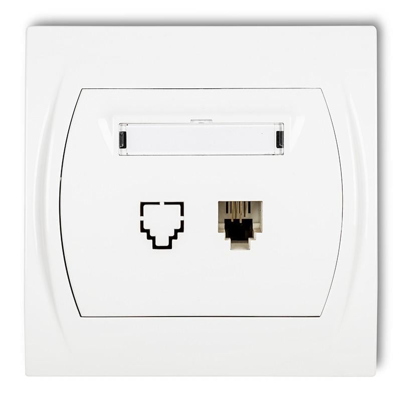 Розетка телефонная Karlik Logo 1XRJ11 4-контактная Белый (LGT-1) Розетка телефонная Karlik Logo 1XRJ11 4-контактная Белый (LGT-1)