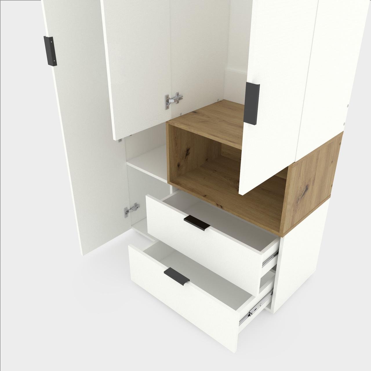 Шкаф Metkas Home A002R ЛДСП 1000x420x2300 мм Белый Снег/Дуб Артизан - фото 3 Шкаф Metkas Home A002R ЛДСП 1000x420x2300 мм Белый Снег/Дуб Артизан - фото 3