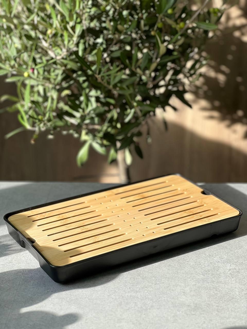 Поднос-чабань для чайной церемонии Хуннань 31,5х19,2х3,5 см Черный (OS-TT2520) - фото 2 Поднос-чабань для чайной церемонии Хуннань 31,5х19,2х3,5 см Черный (OS-TT2520) - фото 2