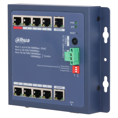 Коммутатор Dahua DH-CHS4110-8ET-90-F управляемый 9-портовый PoE 3-95 Вт для настольной установки (DH-CHS4110-8ET-90-F)