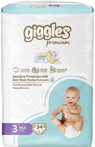 Подгузники детские Giggles Premium 3 Midi 4-9 кг 34 шт.