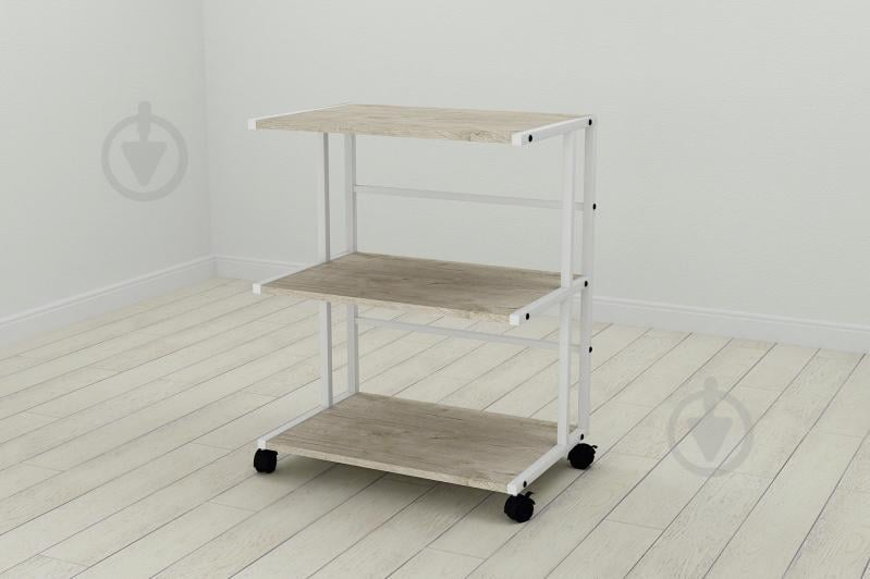 Этажерка на колесиках Ferrum-decor Камило 75x40x60 металл Белый ДСП Дуб Шервуд 16мм (KAM0009)
