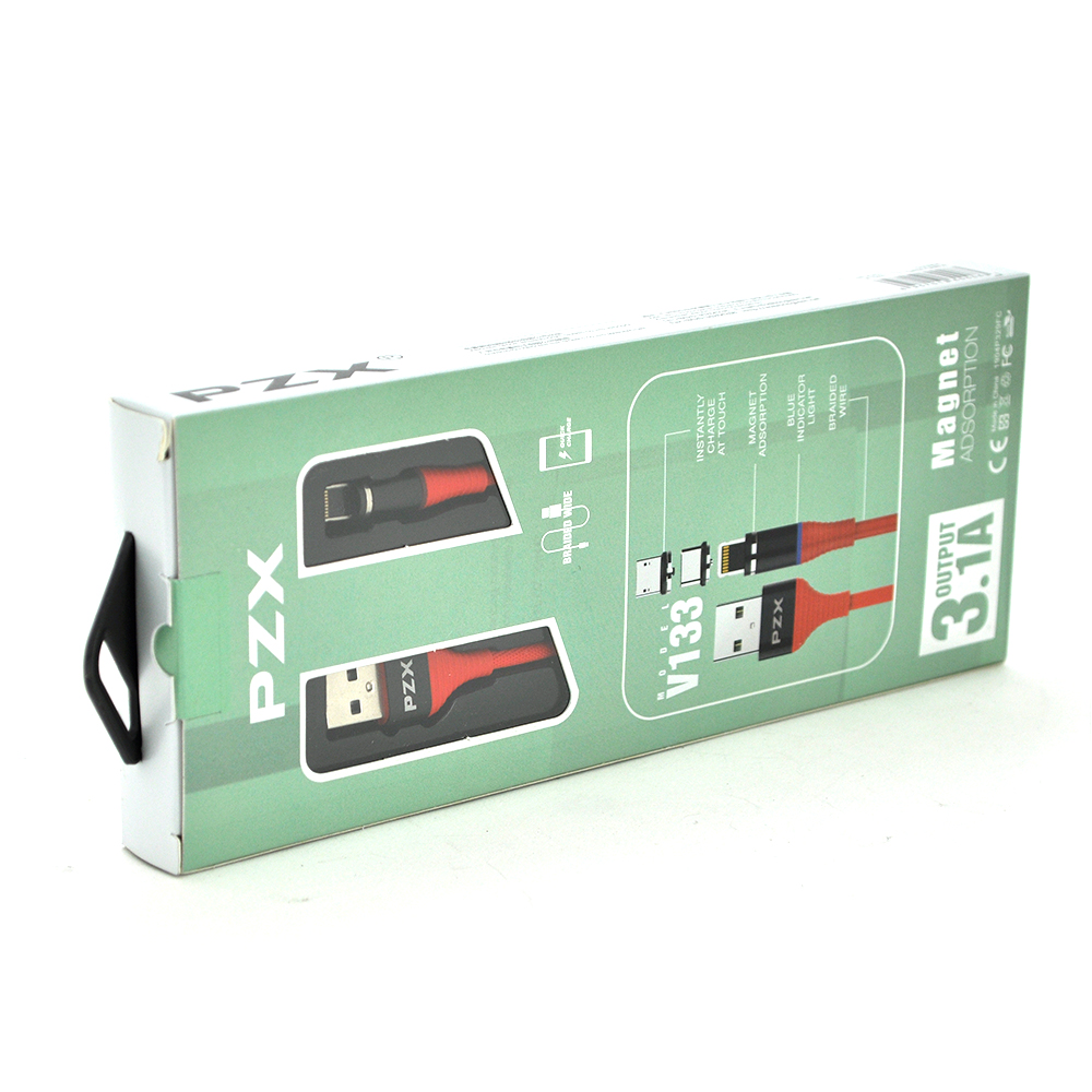 Кабель магнитный PZX V133 Lightning 3,1A USB 1 м Красный (17095) Кабель магнитный PZX V133 Lightning 3,1A USB 1 м Красный (17095)