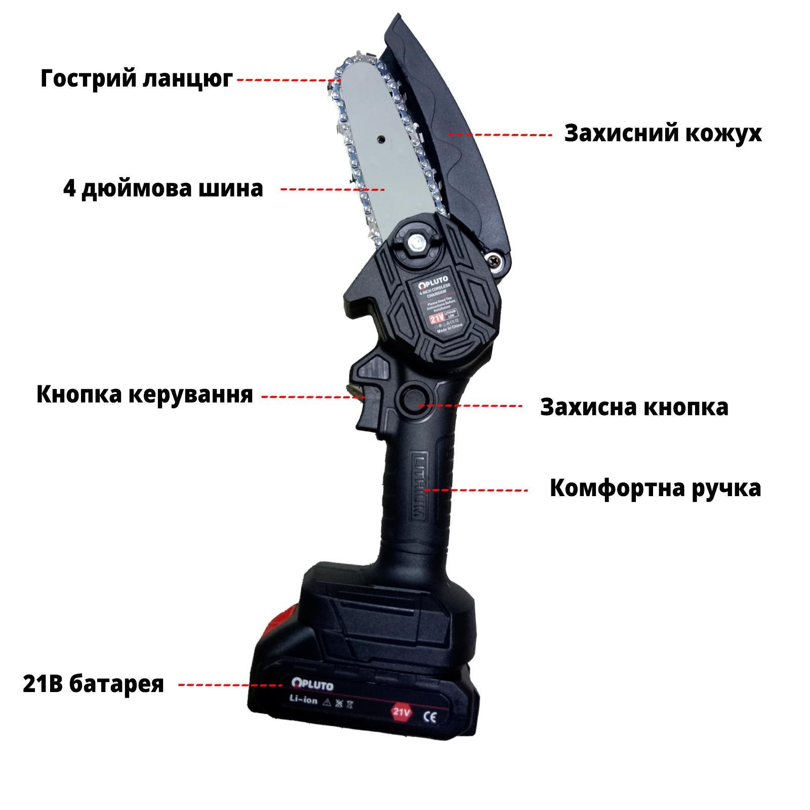 Пила акумуляторна ланцюгова міні Chain Saw у пластиковому кейсі з 2-ма акумуляторами - фото 3