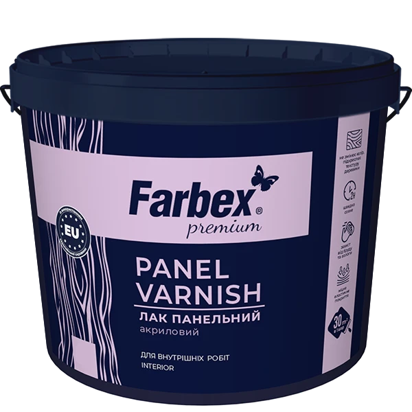 Лак панельный Farbex акриловый глянцевый 10 кг (2792906475).