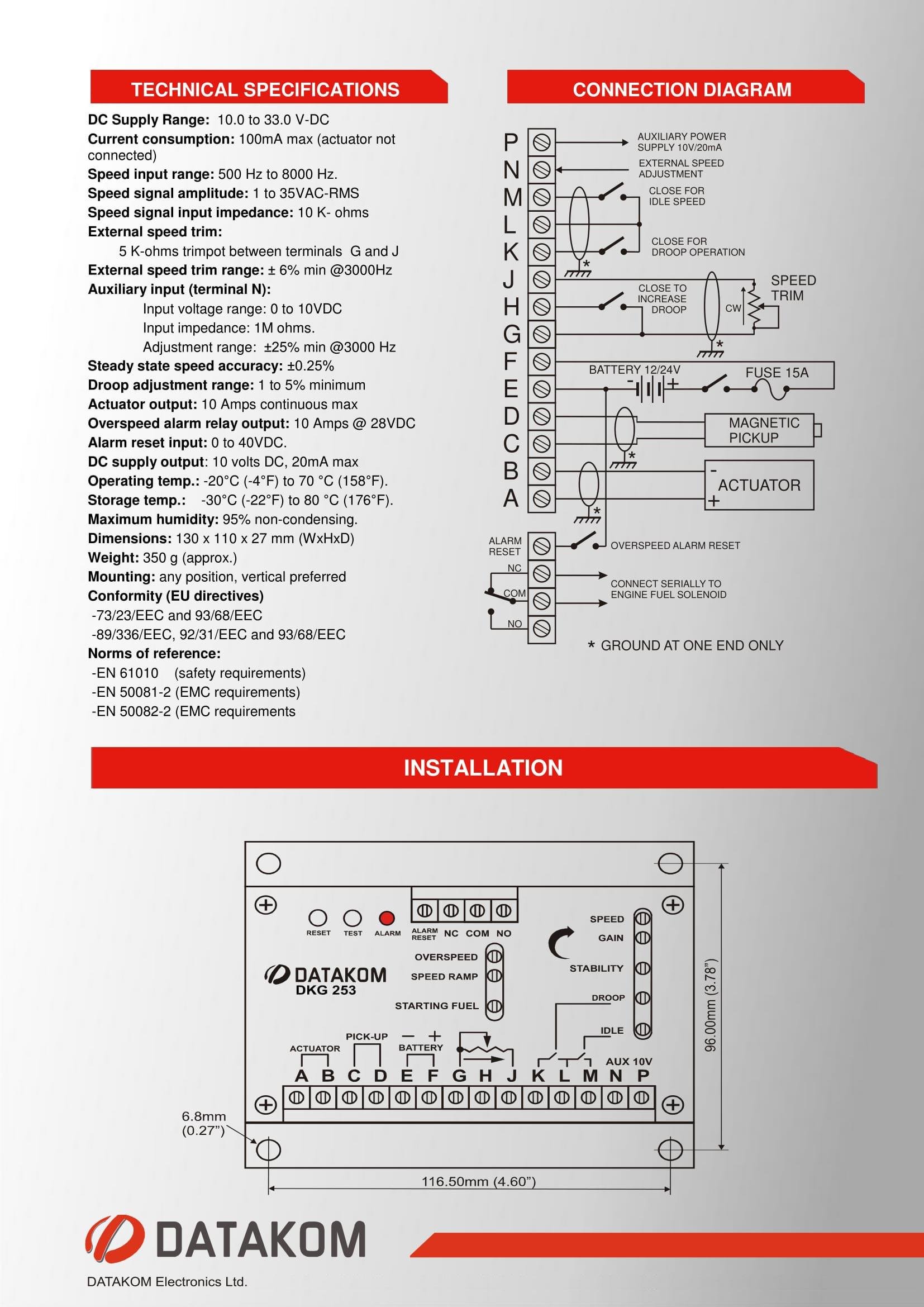 Контролер керування частотою обертання двигуна DATAKOM DKG-253 - фото 4