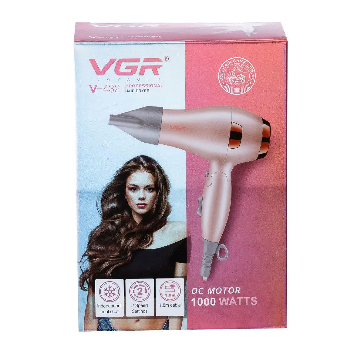 Фен для волос VGR HPV432 с концентратором 1000 Вт Розовый (4562) - фото 15