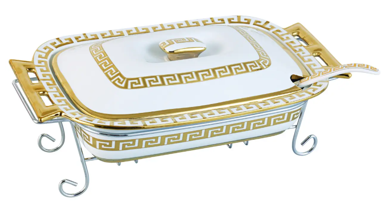 Марміт прямокутний Bohmann Madonna керамічний з кришкою 2,5 л Білий/Золотий (1152)