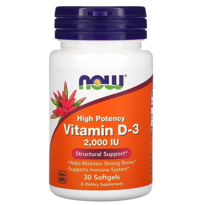 Витамины Now Foods Vitamin D-3 High Potency 50 мкг 2,000 IU 30 капсул