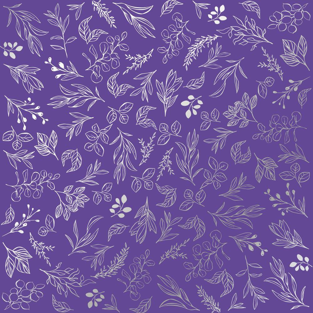 Лист бумаги односторонний Silver Branches с серебряным тиснением 30,5х30,5 см Lavender
